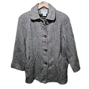VTG CABIN CREEK Peacoat Womens Size 6P Wool Blend Herringbone Lined Jacket Coat